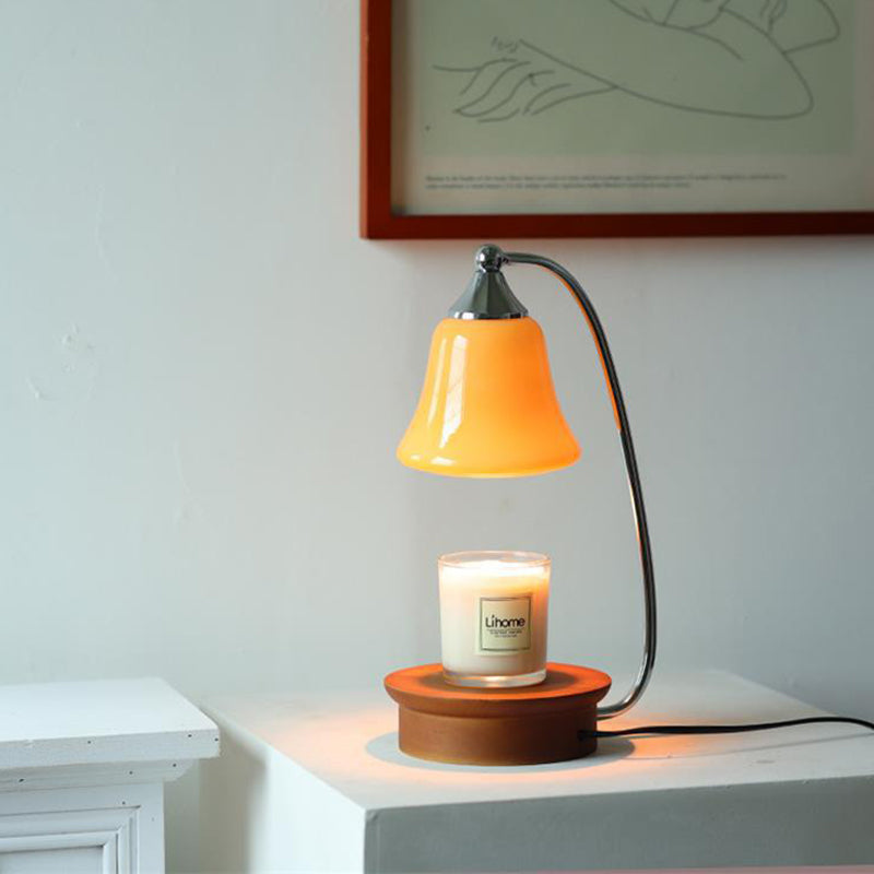 Glass Bell Solid Wood Table Lamp