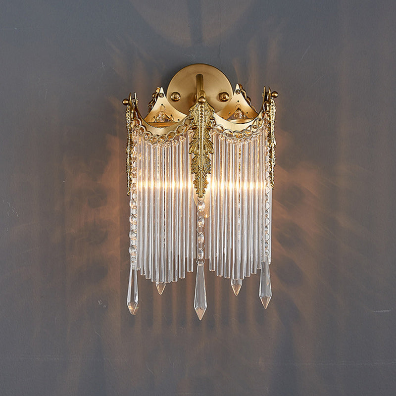 Antique Brass Crown Glass Wall Lamp