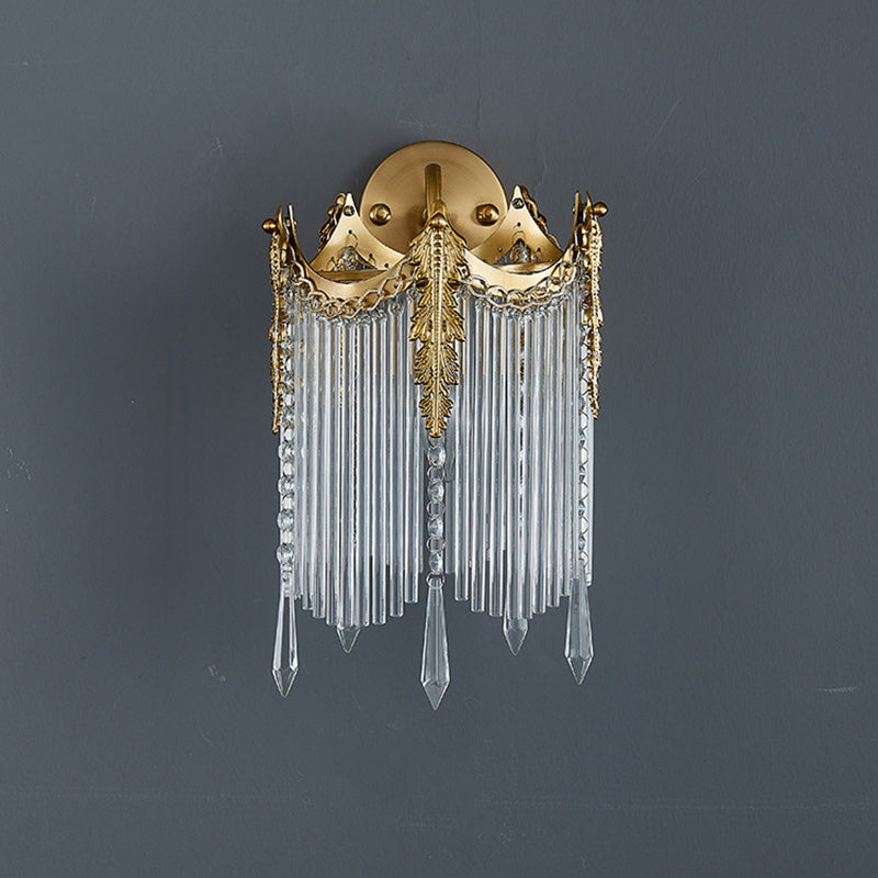 Antique Brass Crown Glass Wall Lamp