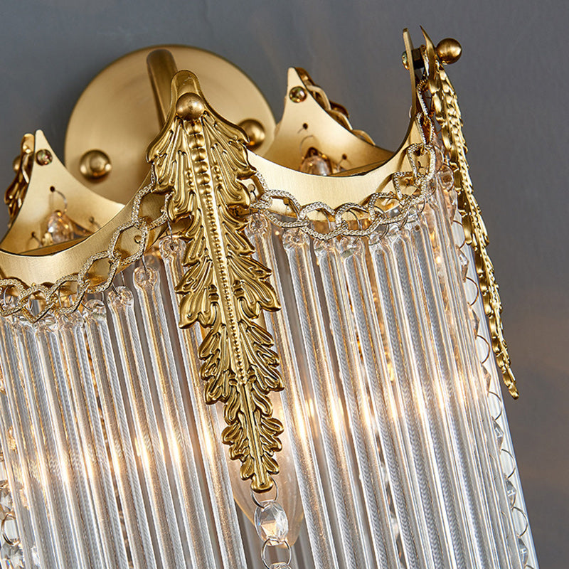 Antique Brass Crown Glass Wall Lamp