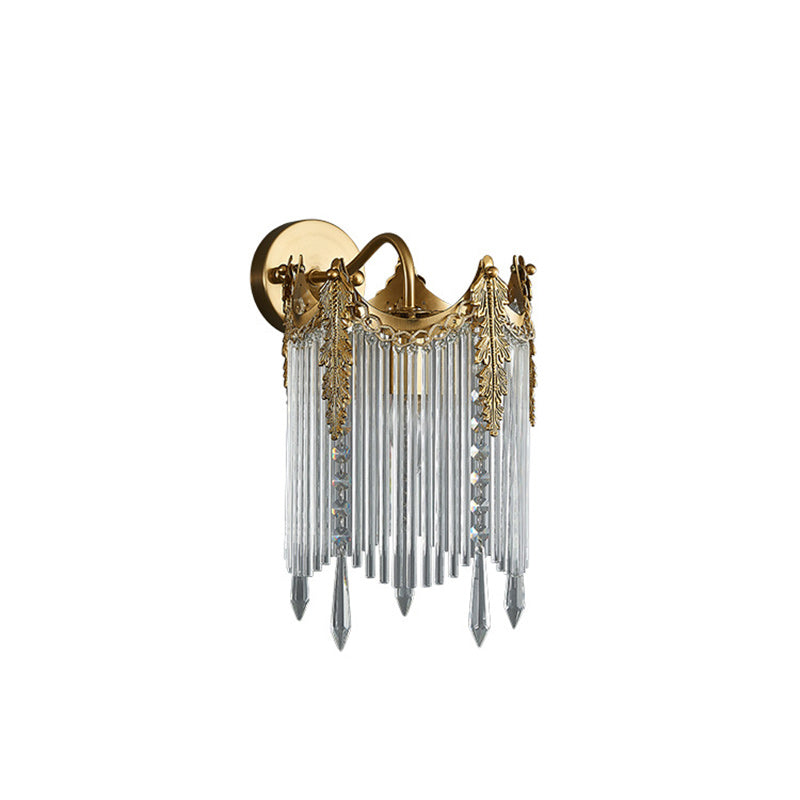 Antique Brass Crown Glass Wall Lamp