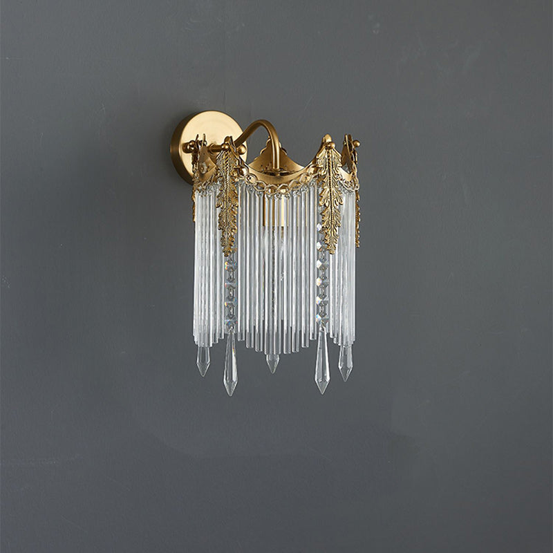 Antique Brass Crown Glass Wall Lamp