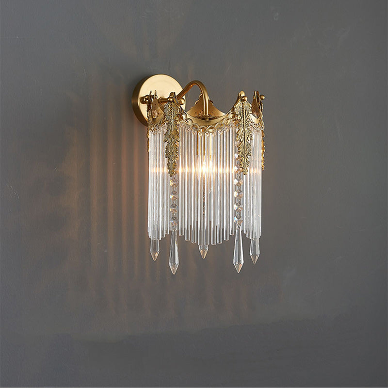 Antique Brass Crown Glass Wall Lamp
