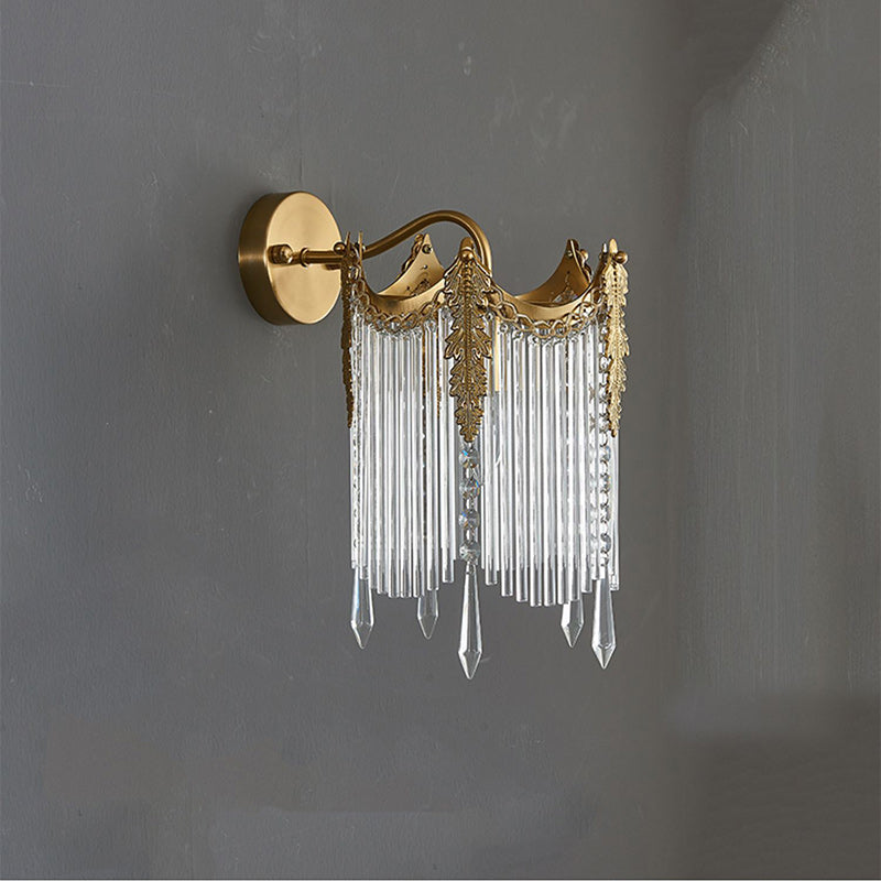 Antique Brass Crown Glass Wall Lamp