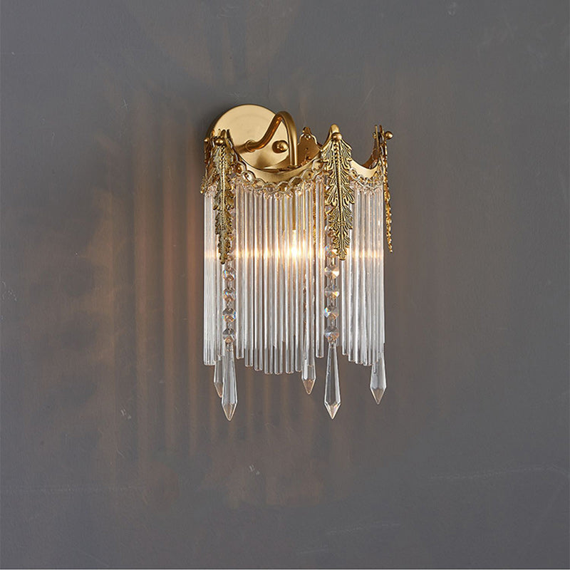 Antique Brass Crown Glass Wall Lamp