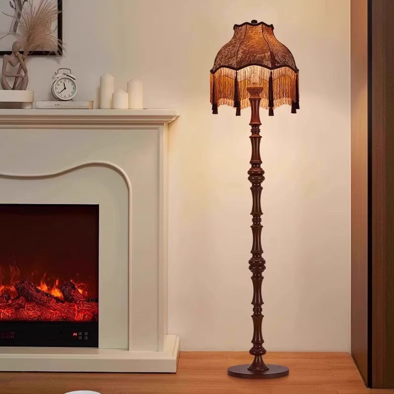 Traditional European Fabric Tassel Floor Lamp