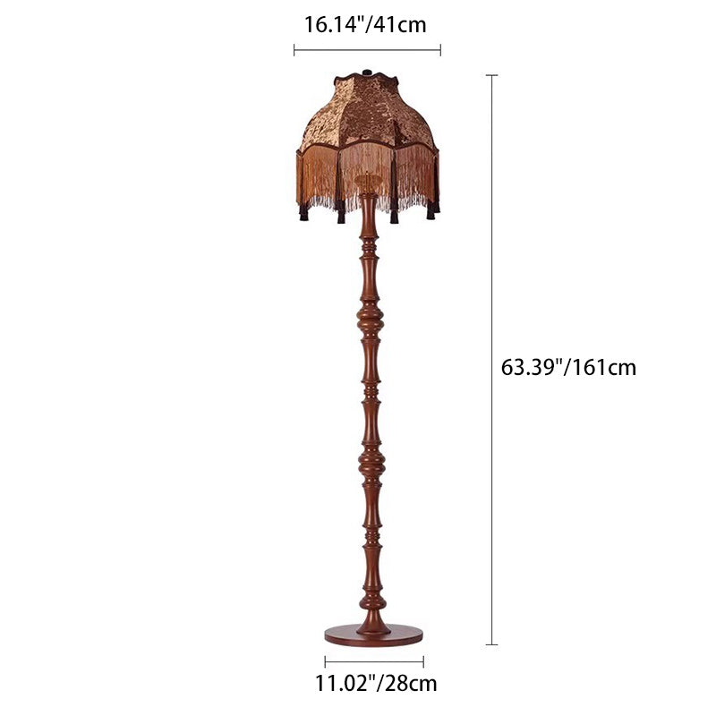Traditional European Fabric Tassel Floor Lamp
