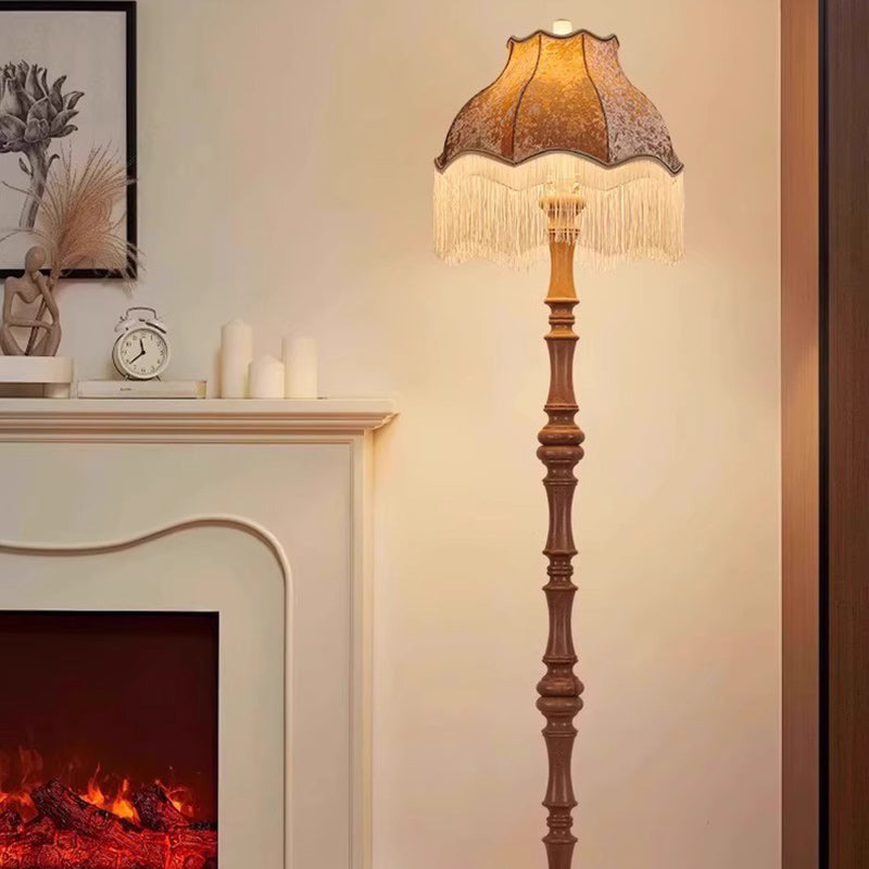 Traditional European Fabric Tassel Floor Lamp