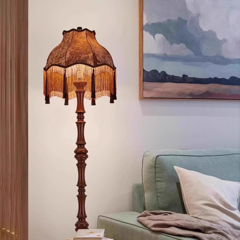 Traditional European Fabric Tassel Floor Lamp
