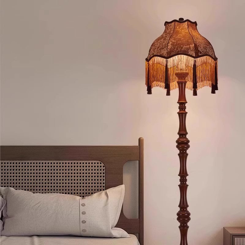 Traditional European Fabric Tassel Floor Lamp