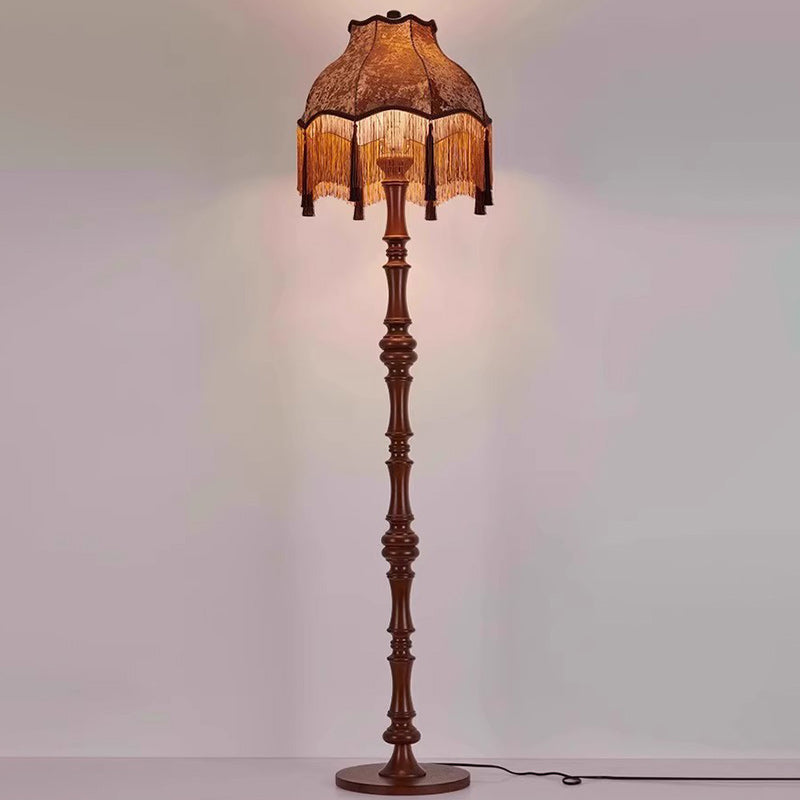Traditional European Fabric Tassel Floor Lamp