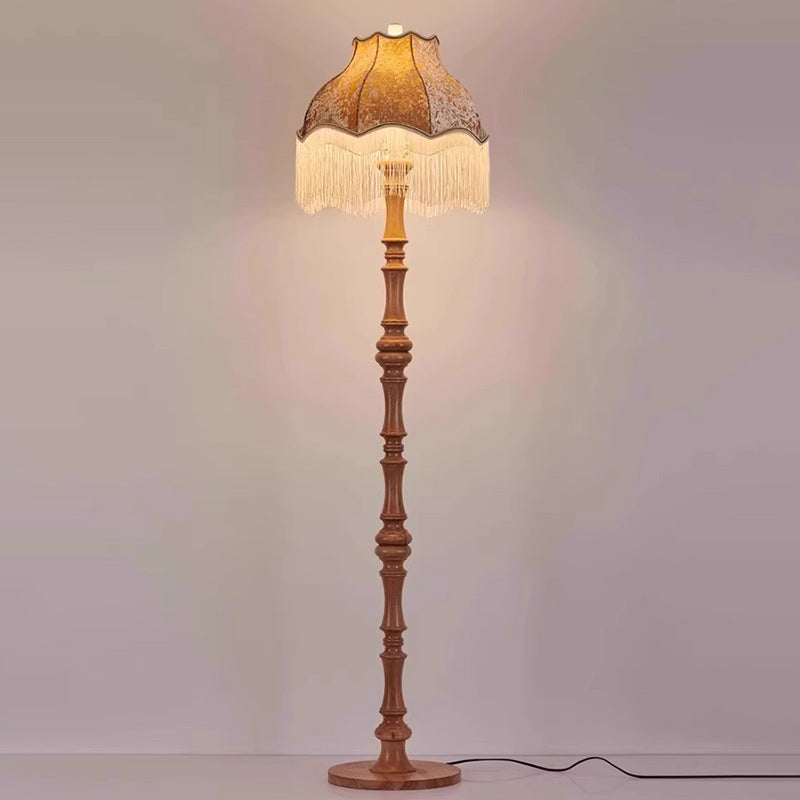 Traditional European Fabric Tassel Floor Lamp