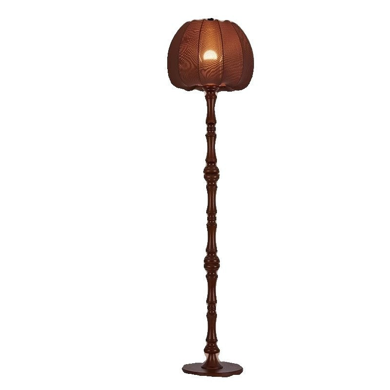 Fabric Pumpkin Solid Wood Floor Lamp