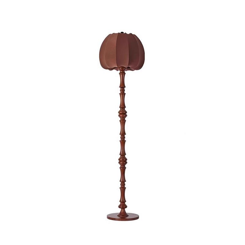 Fabric Pumpkin Solid Wood Floor Lamp