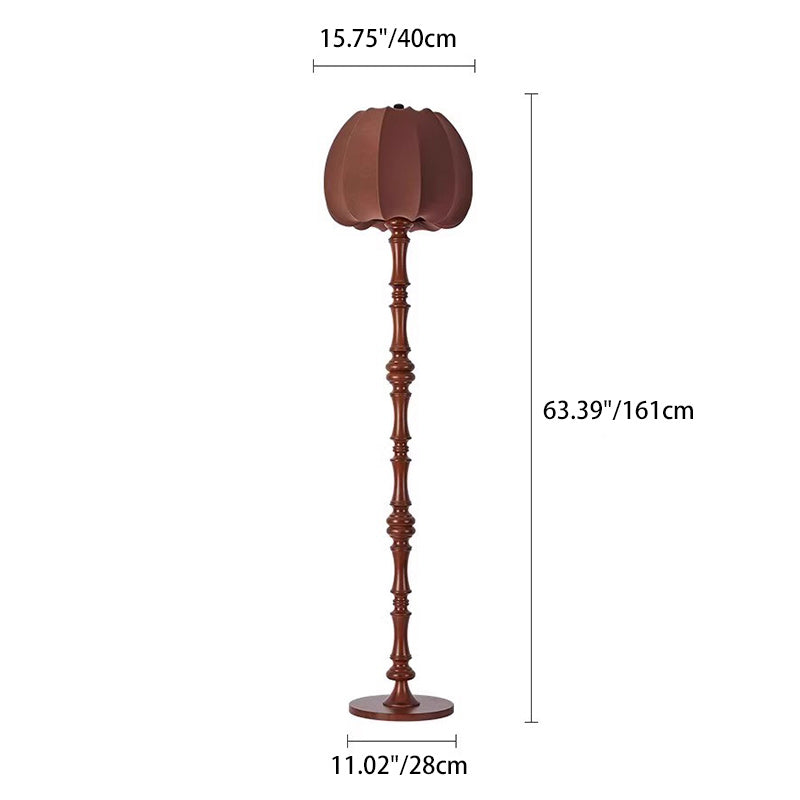 Fabric Pumpkin Solid Wood Floor Lamp