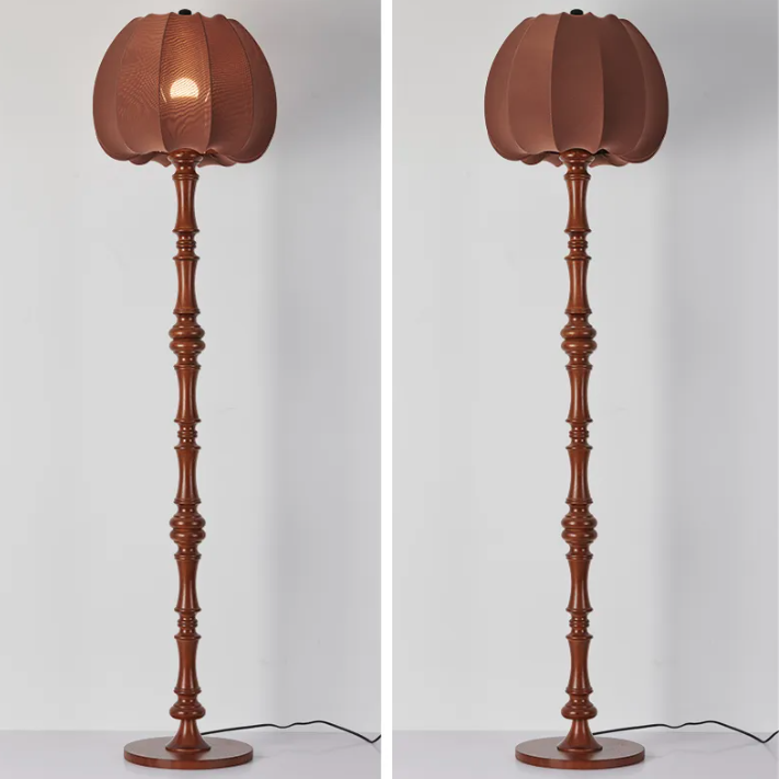 Fabric Pumpkin Solid Wood Floor Lamp