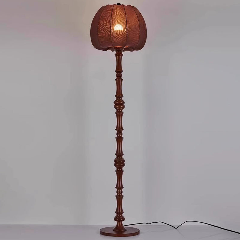Fabric Pumpkin Solid Wood Floor Lamp