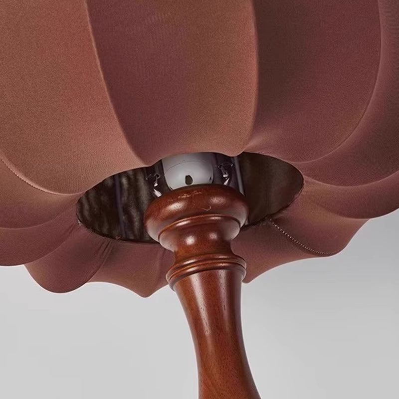 Fabric Pumpkin Solid Wood Floor Lamp