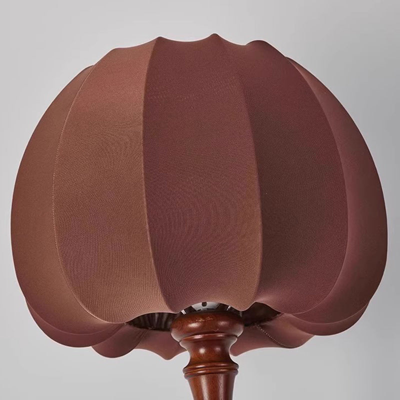 Fabric Pumpkin Solid Wood Floor Lamp