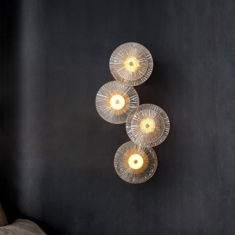 Brass Geometric Disc Glass Wall Lamp