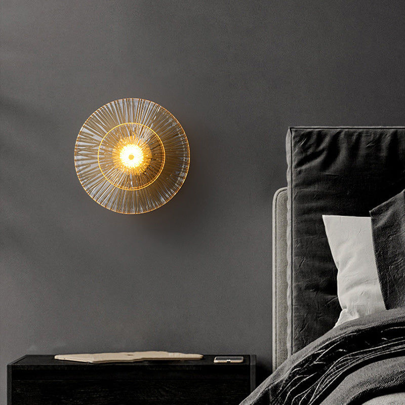 Brass Geometric Disc Glass Wall Lamp