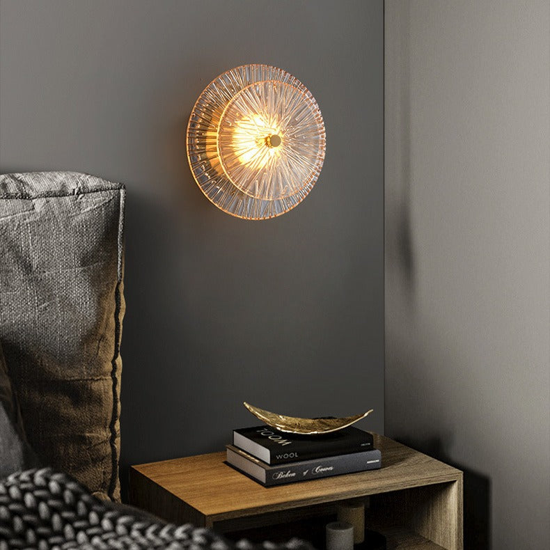 Brass Geometric Disc Glass Wall Lamp