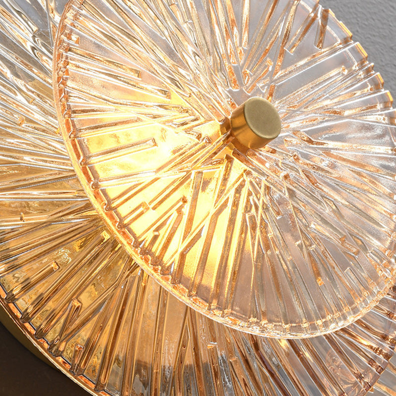Brass Geometric Disc Glass Wall Lamp