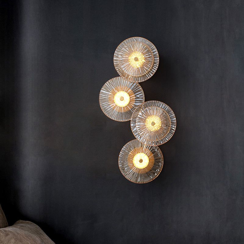 Brass Geometric Disc Glass Wall Lamp