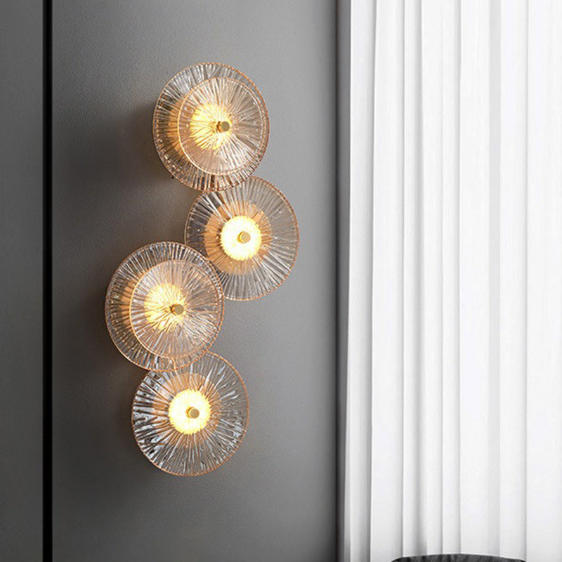 Brass Geometric Disc Glass Wall Lamp