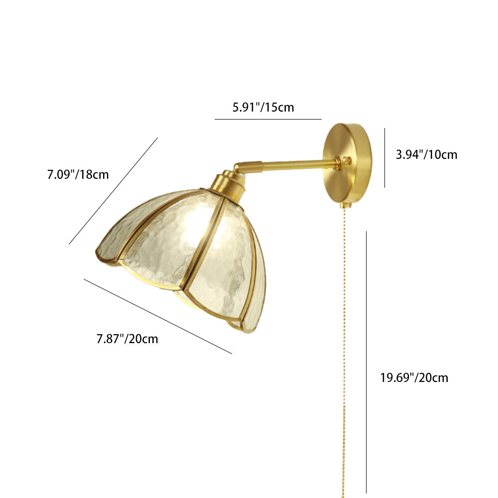 Antique Brass Flower Glass Wall Lamp