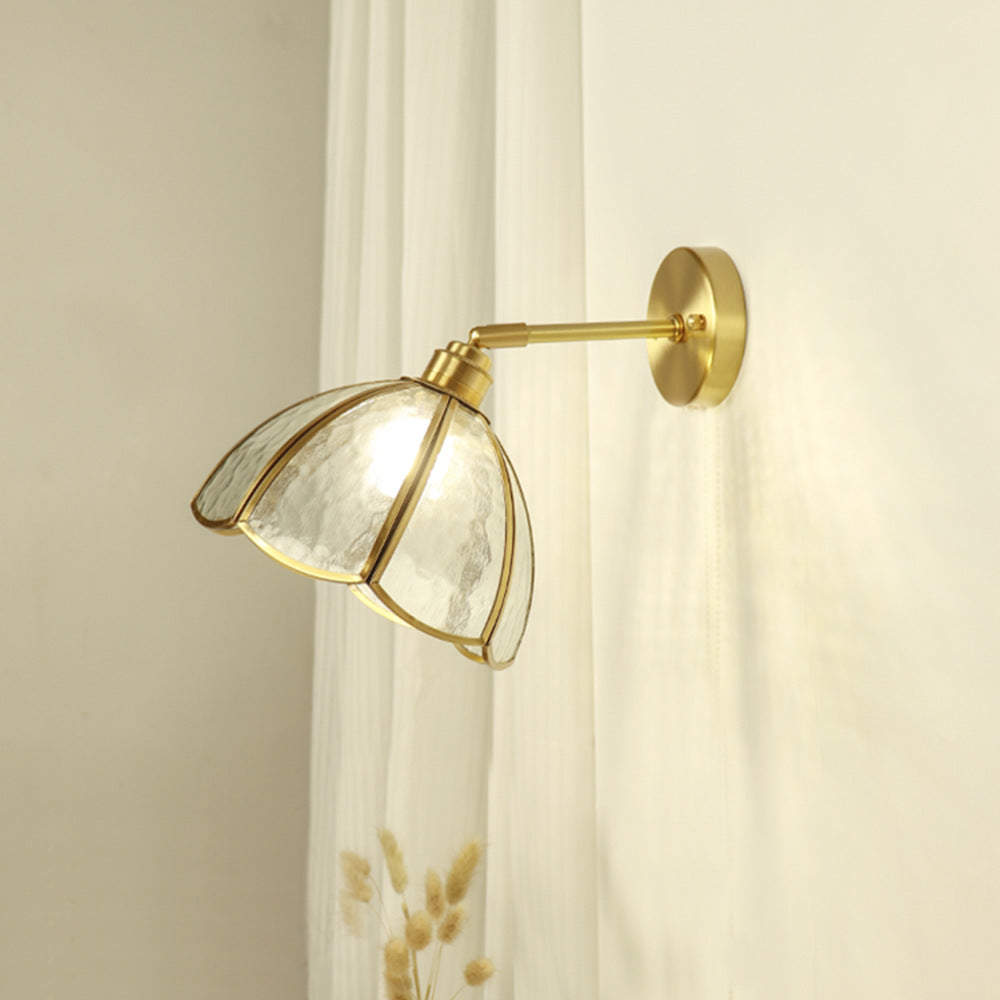 Antique Brass Flower Glass Wall Lamp