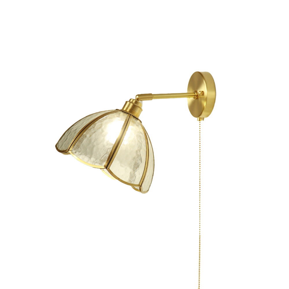 Antique Brass Flower Glass Wall Lamp