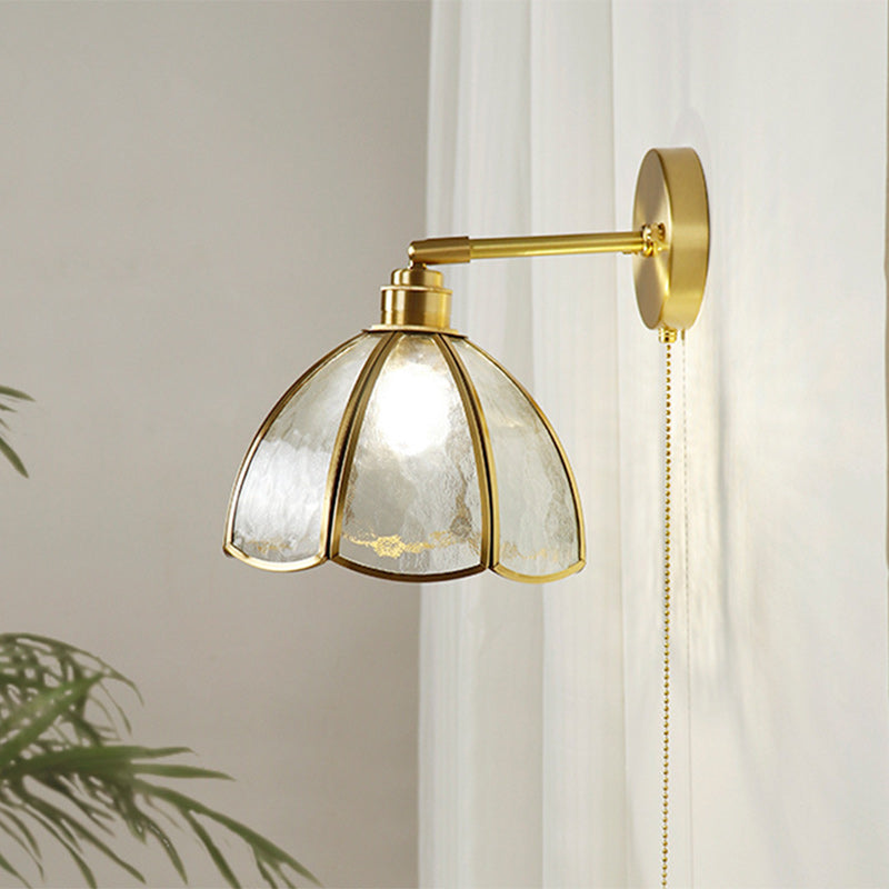 Antique Brass Flower Glass Wall Lamp