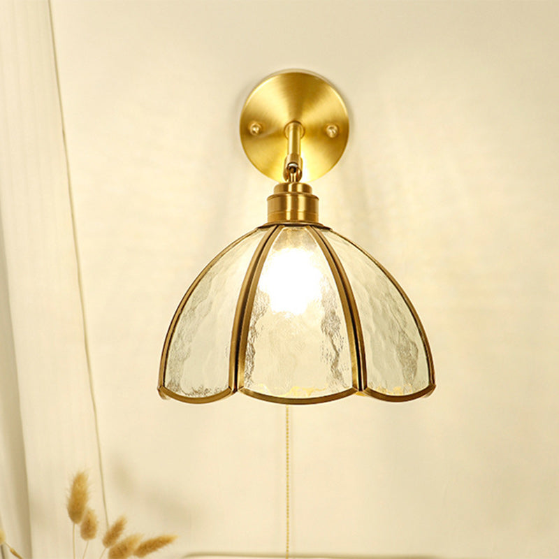 Antique Brass Flower Glass Wall Lamp