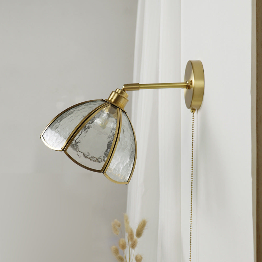 Antique Brass Flower Glass Wall Lamp