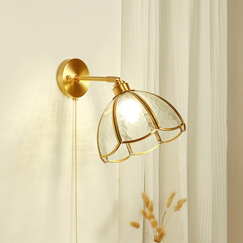 Antique Brass Flower Glass Wall Lamp