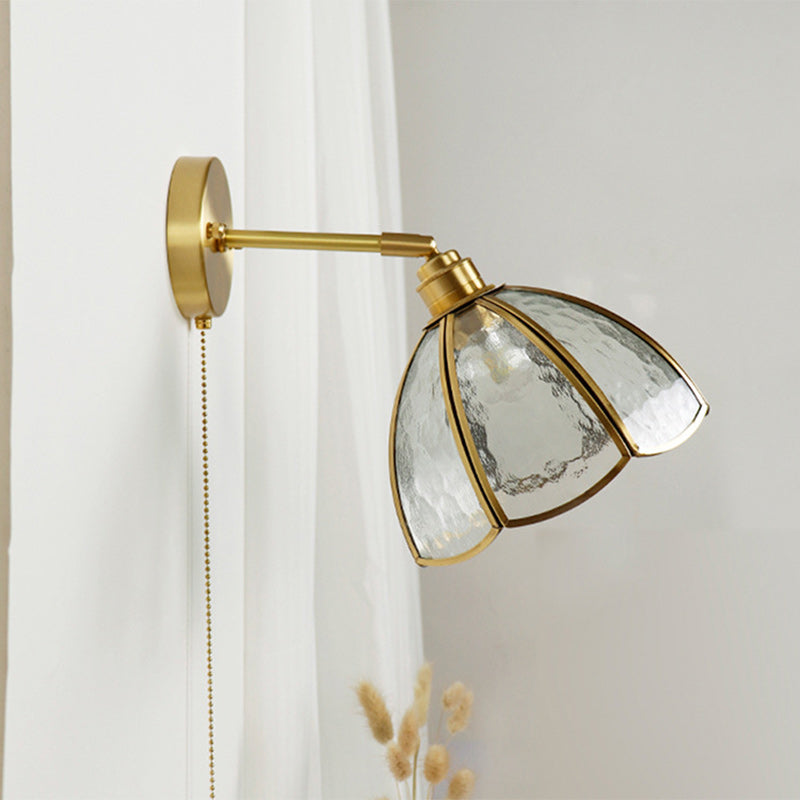 Antique Brass Flower Glass Wall Lamp