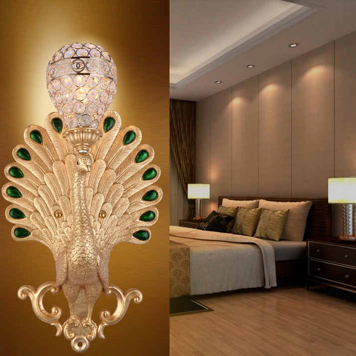 Resin Simulation Carved Peacock Wall Lamp