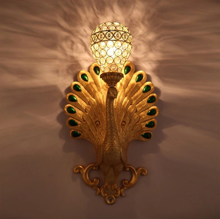 Resin Simulation Carved Peacock Wall Lamp