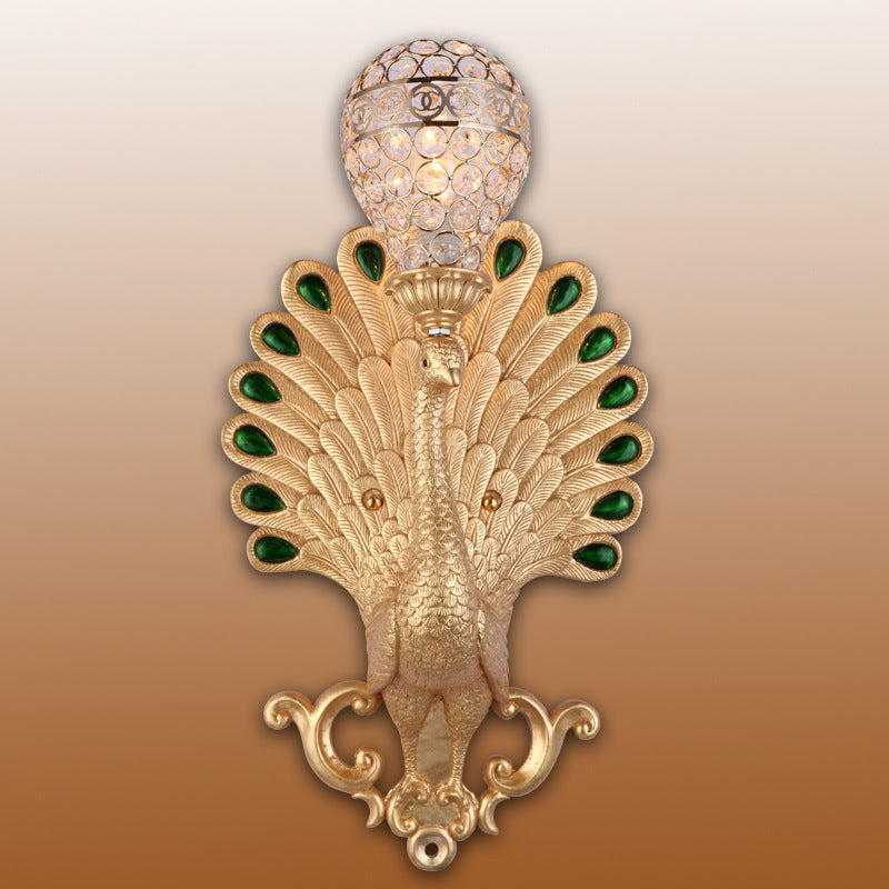 Resin Simulation Carved Peacock Wall Lamp