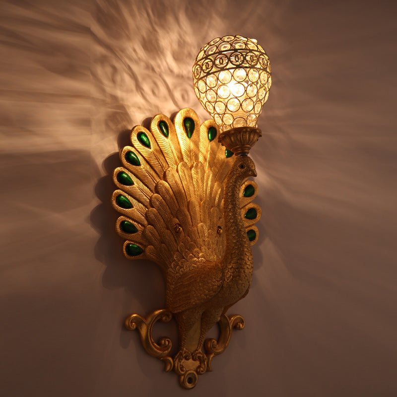Resin Simulation Carved Peacock Wall Lamp