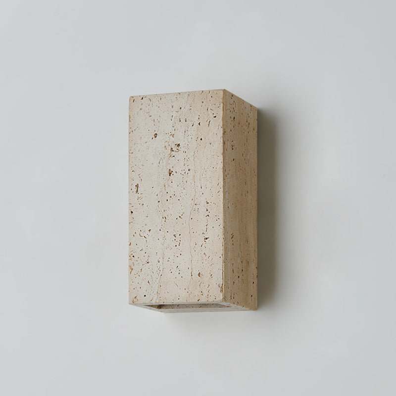 Beige Travertine Cube Bedroom Wall Lamp