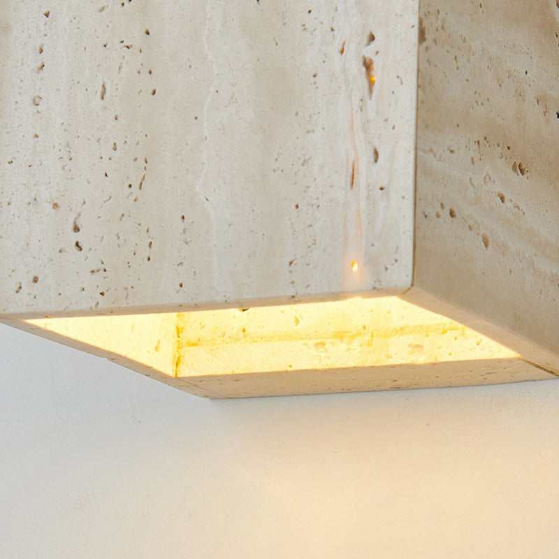 Beige Travertine Cube Bedroom Wall Lamp