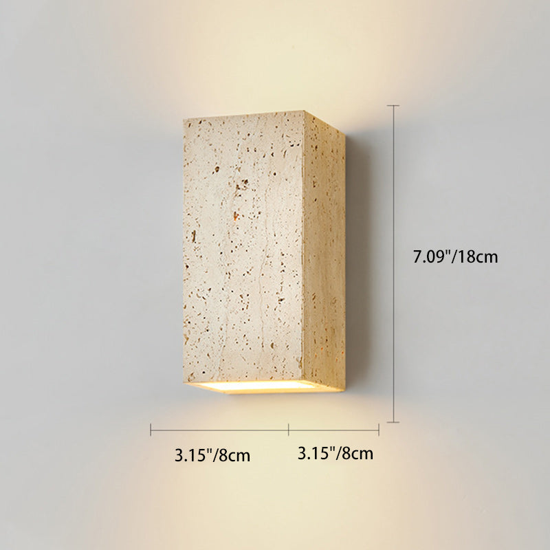 Beige Travertine Cube Bedroom Wall Lamp
