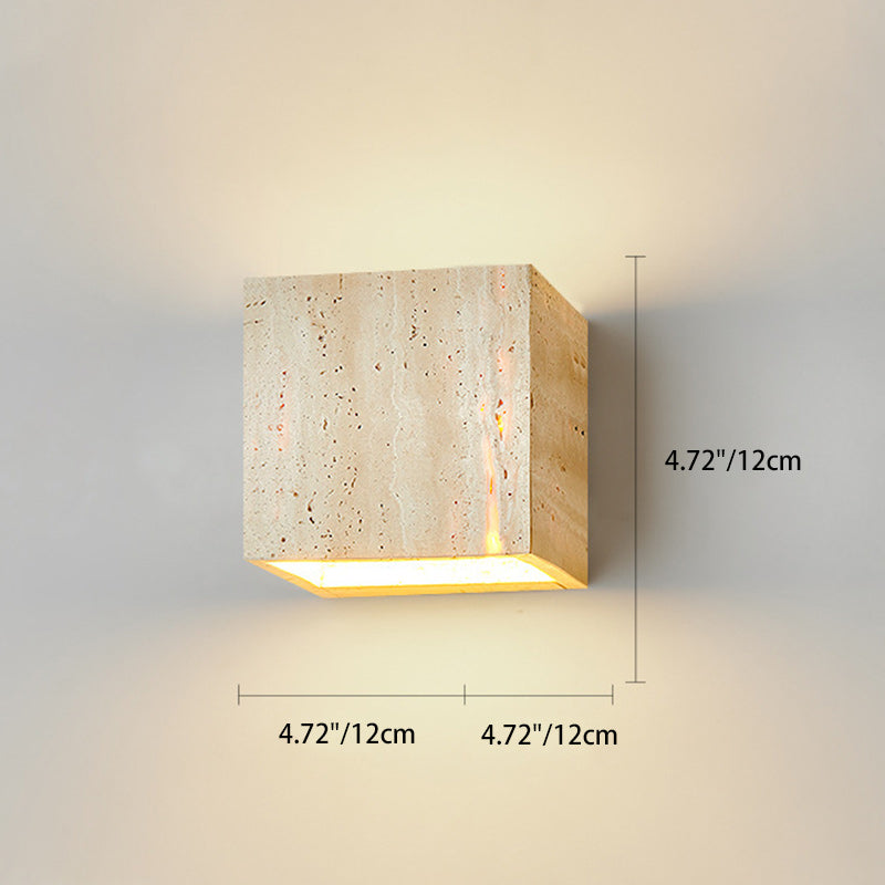 Beige Travertine Cube Bedroom Wall Lamp