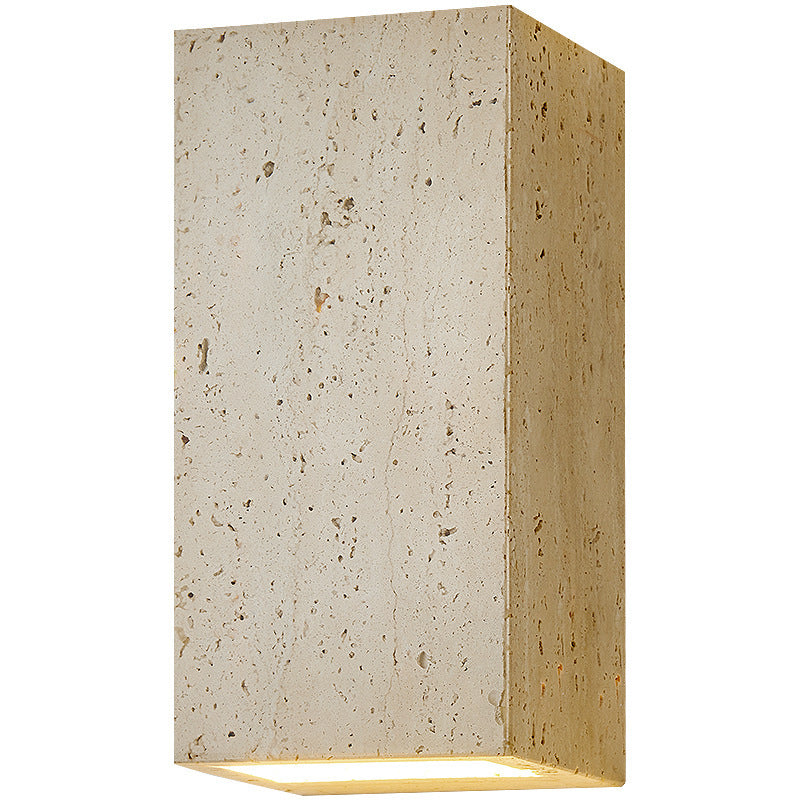 Beige Travertine Cube Bedroom Wall Lamp