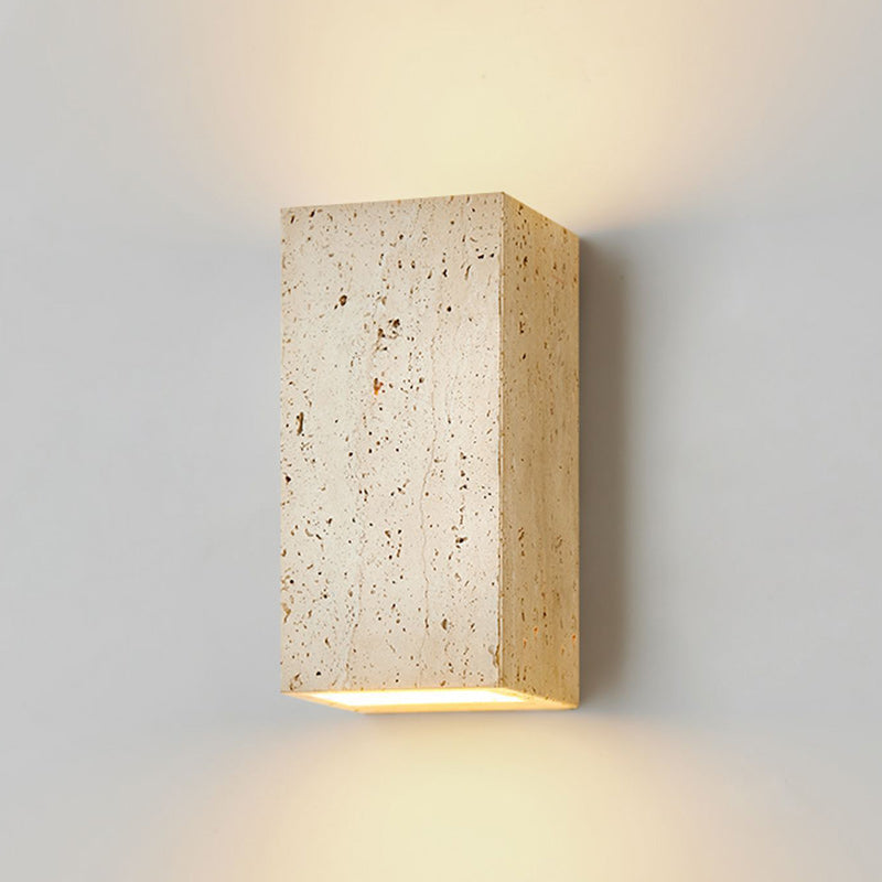 Beige Travertine Cube Bedroom Wall Lamp