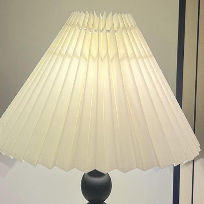 Pleated Fabric Conical Iron Table Lamp