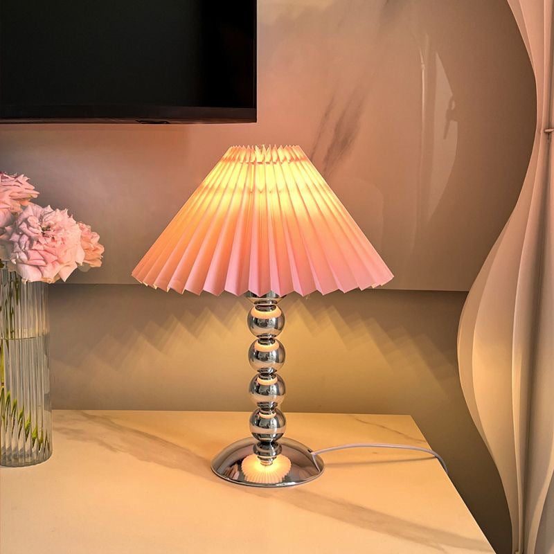 Pleated Fabric Conical Iron Table Lamp