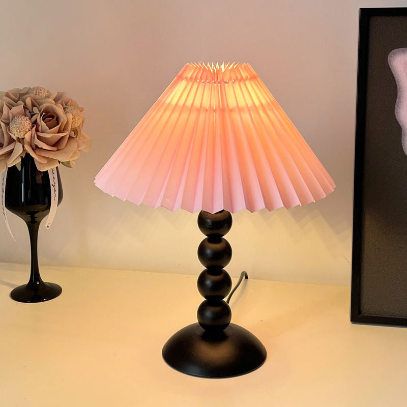 Pleated Fabric Conical Iron Table Lamp